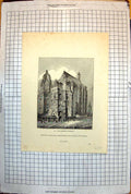 Old Print Aix-La-Chapelle Cathedral Arches Tall Windows People Dresses 1843 225J