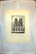 Old Front Cathedral Notre Dame Three Arches Circualr Window 1843 226J Victorian
