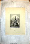 Old Print Statue Maid Orleans Rouen Townsfolk Carrying Shoulders 1843 227J 19th