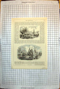 Old Antwerp From Crossroad Spire Scheldt River Boats Windmill 1853 228J 19th