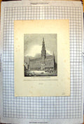 Old Hotel De Ville Or Town Hall Brussels Columned Base Market 1843 231J 19th
