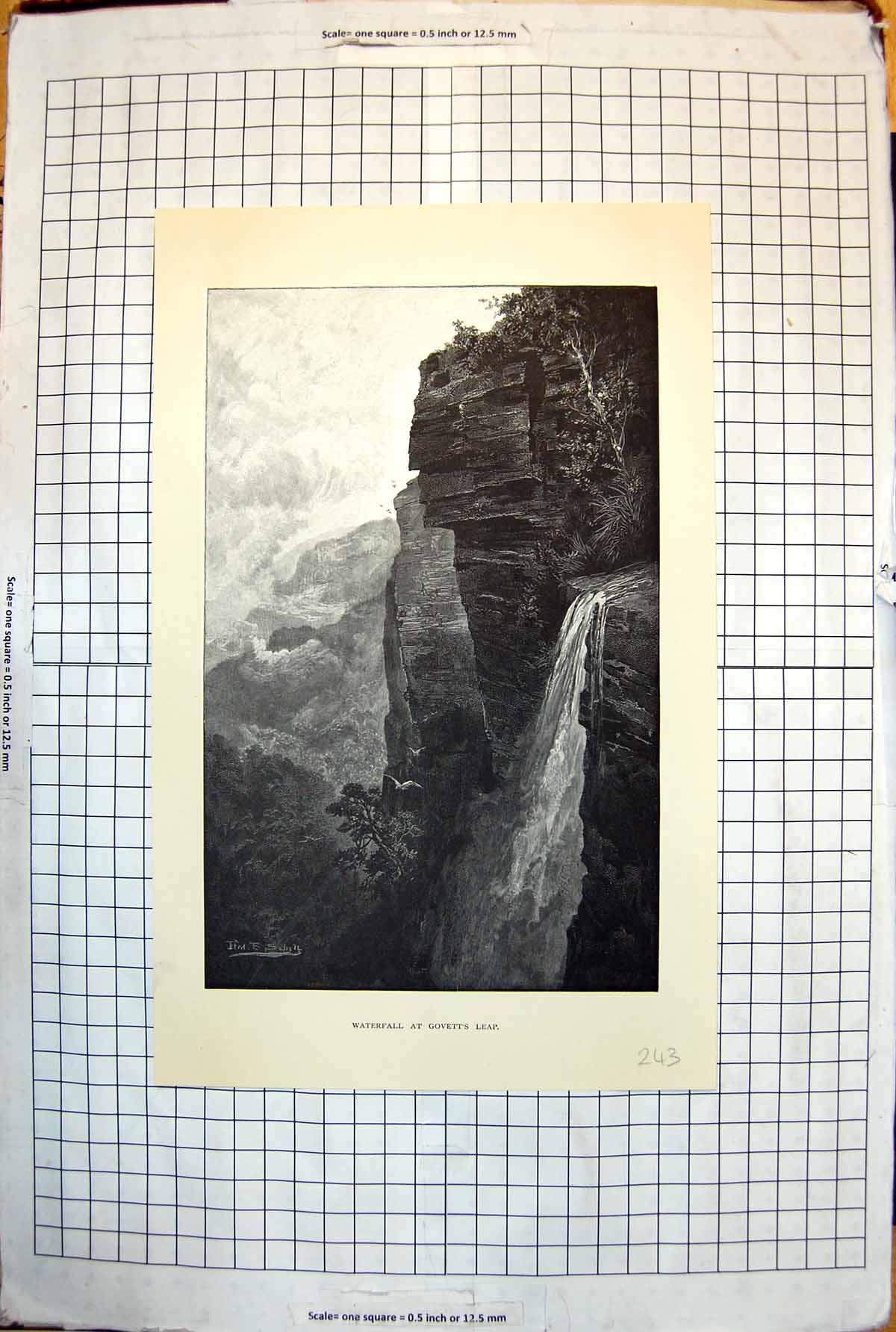 Old Waterfall Govett'S Leap New South Wales Cliffs Australia 1886 243J Victorian