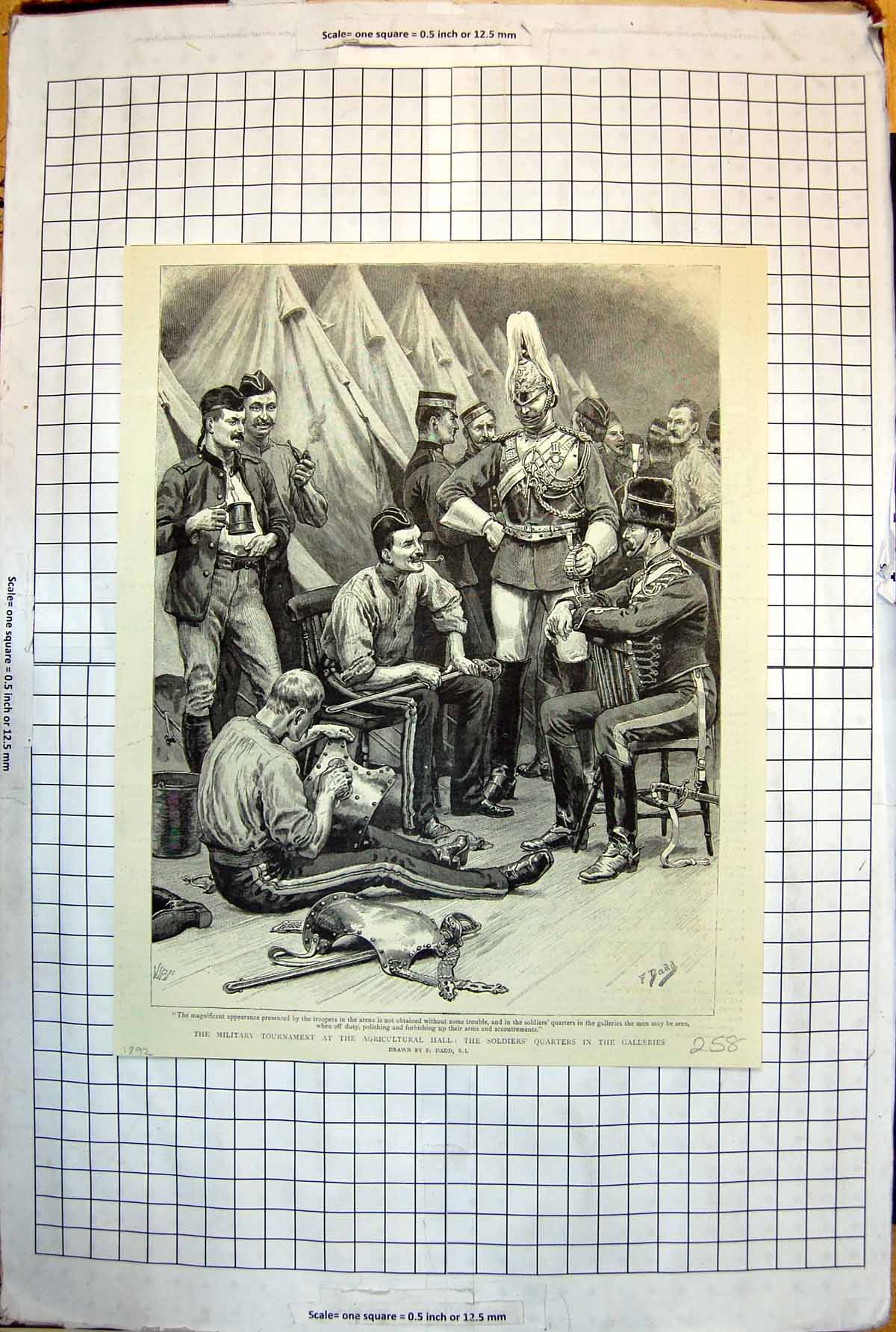 Old Military Tournament Agricultural Hall Siers Clean Uniform 1892 258J 19th
