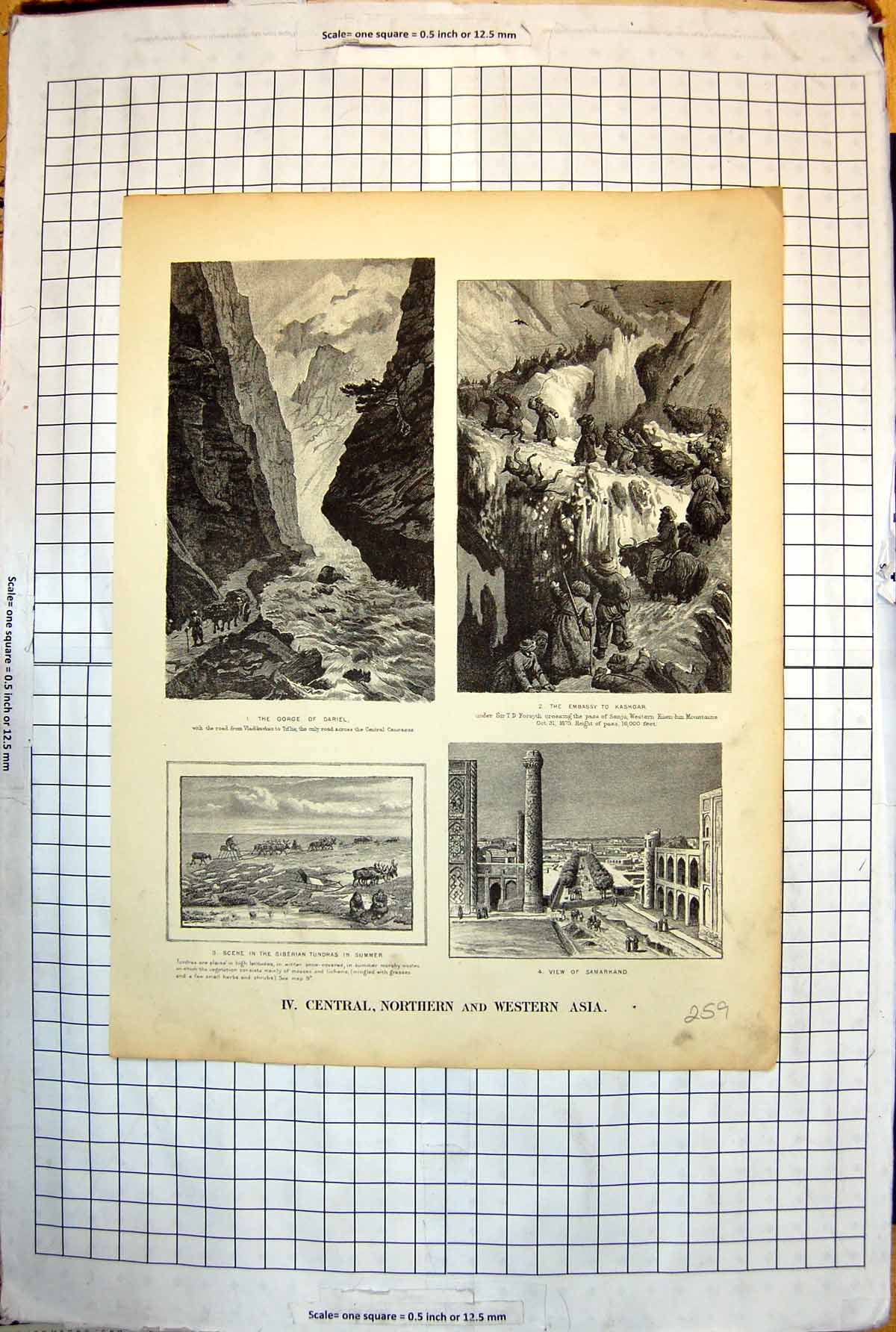 Old Central Northern Western Asia Gorge Dariel Kashgar Tundra 1889 259J 19th