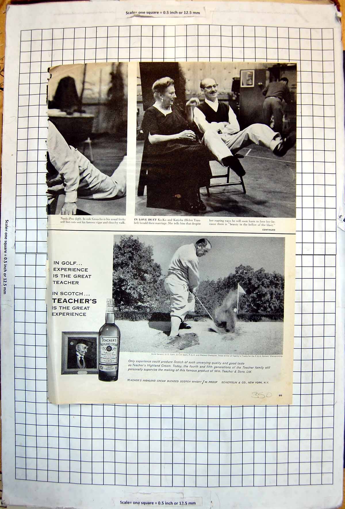 Antique Print Groucho Marx Love Duet Ko-Ko Katisha Teacher'S Whisky Advert