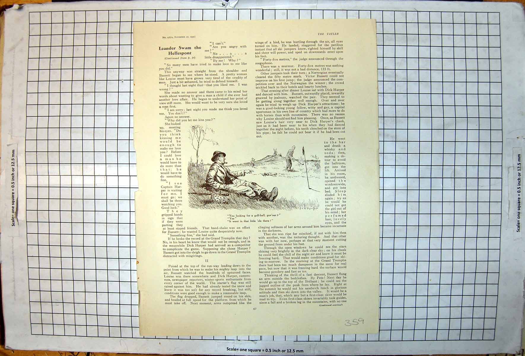 Antique Print Golfer Searching Rough Ball Tramp Saying Went Down Hole 1931 20th
