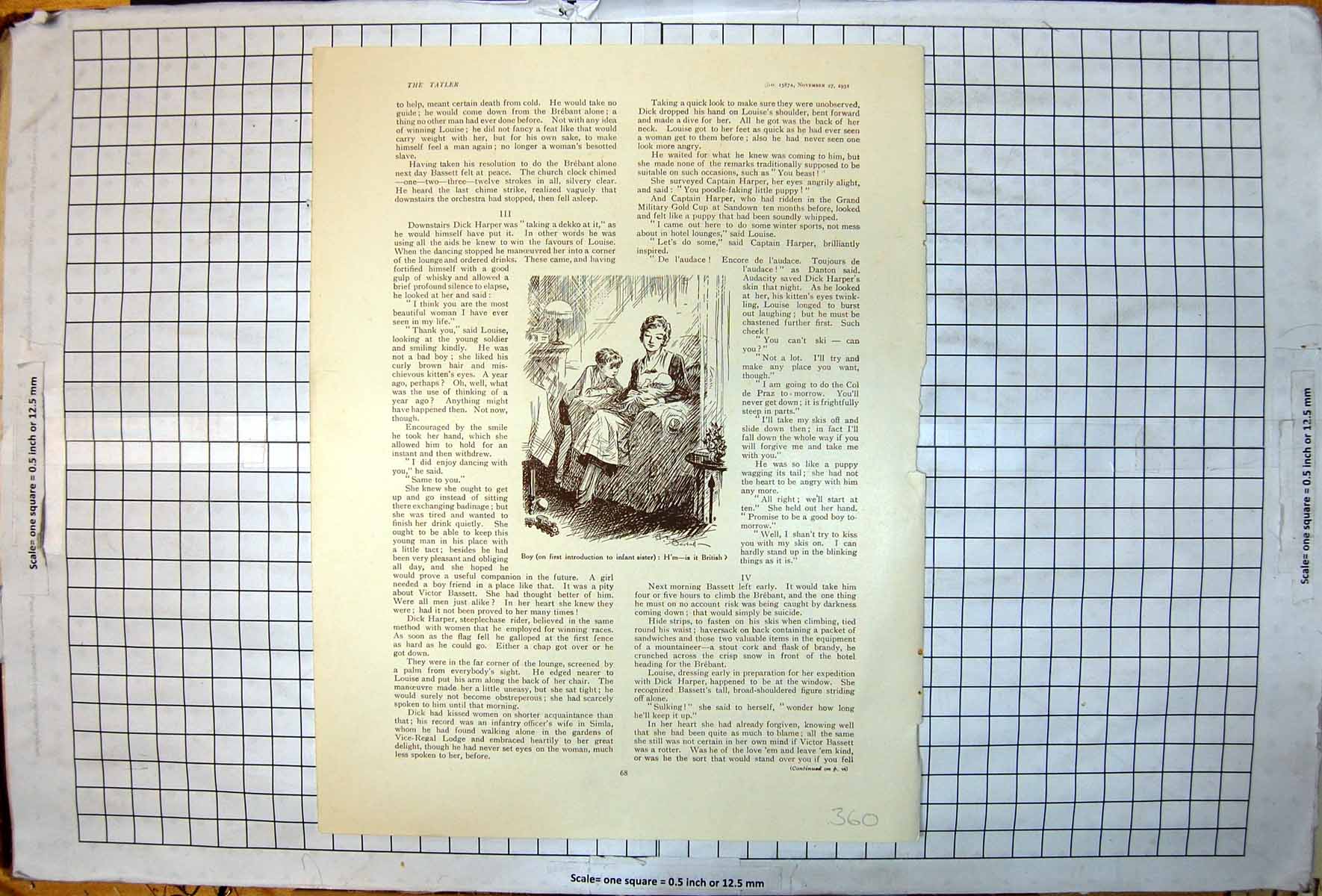 Old Sketch Illustration To Story Boy Sees Baby Sister Is It British 1931 20th