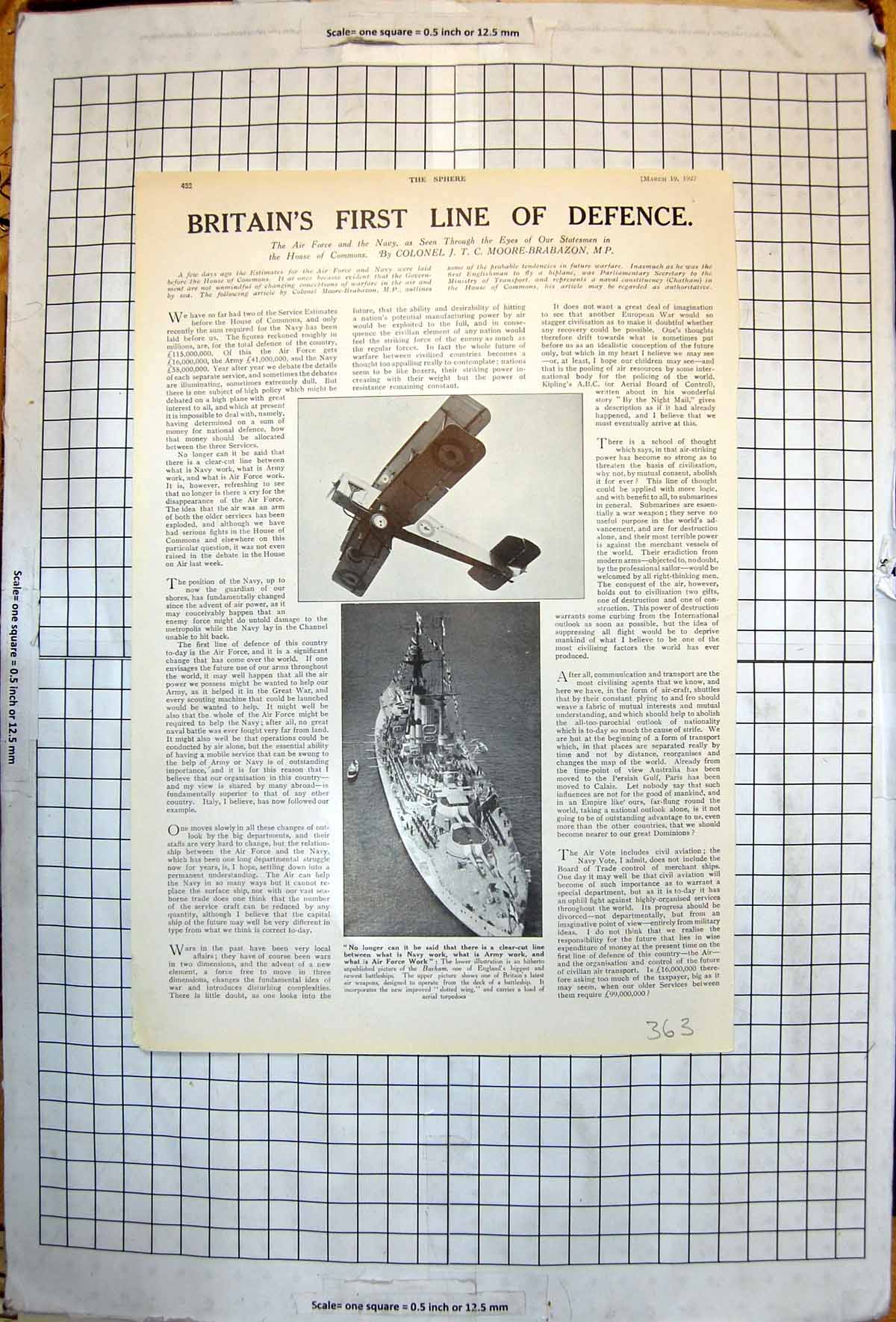 Old Britain'S First Line Defence Air Weapons Aeroplane Battleship 1927 20th