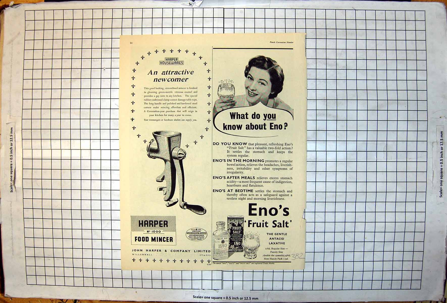 Antique Print Adverts Harper Food Mincer Eno'S Fruit Salt Antacid Laxative
