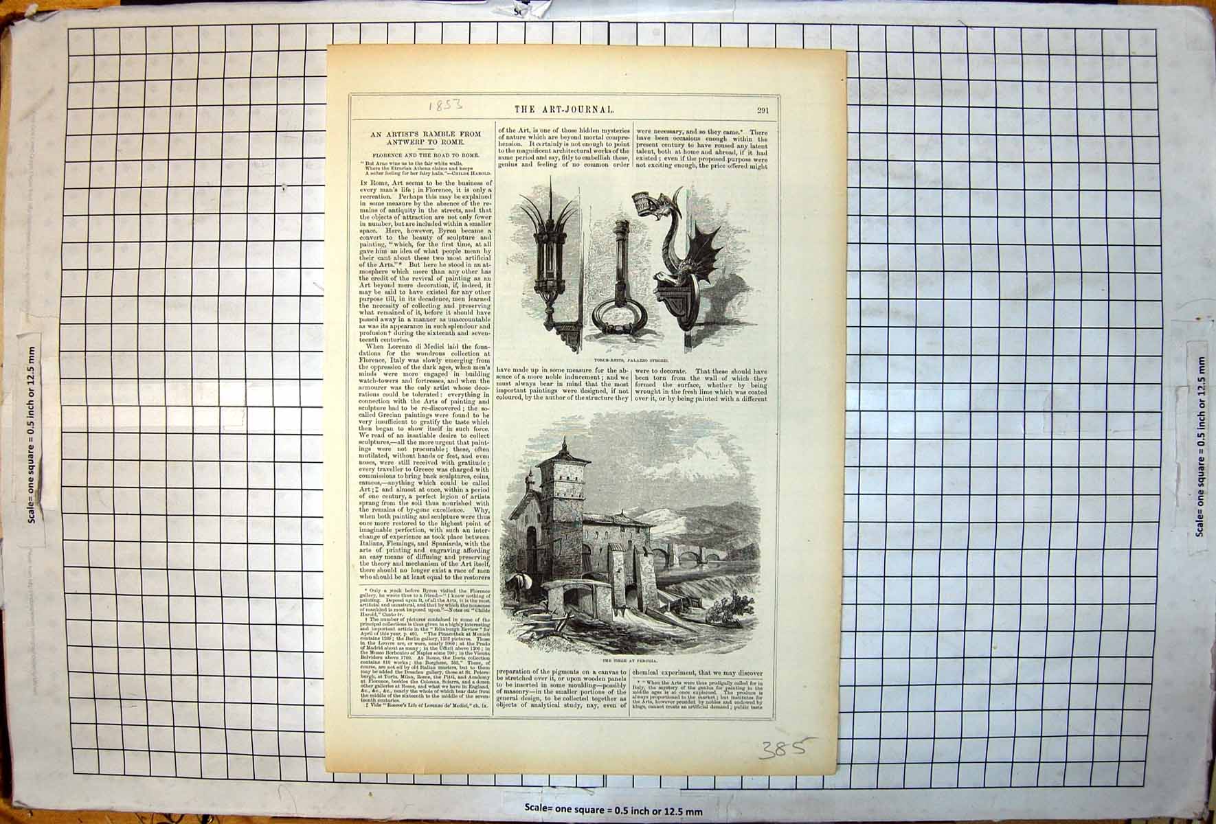 Old Torch Rests Palazzo Strozzi Dragon Tiber Perugia Bridge Weir 1853 Victorian