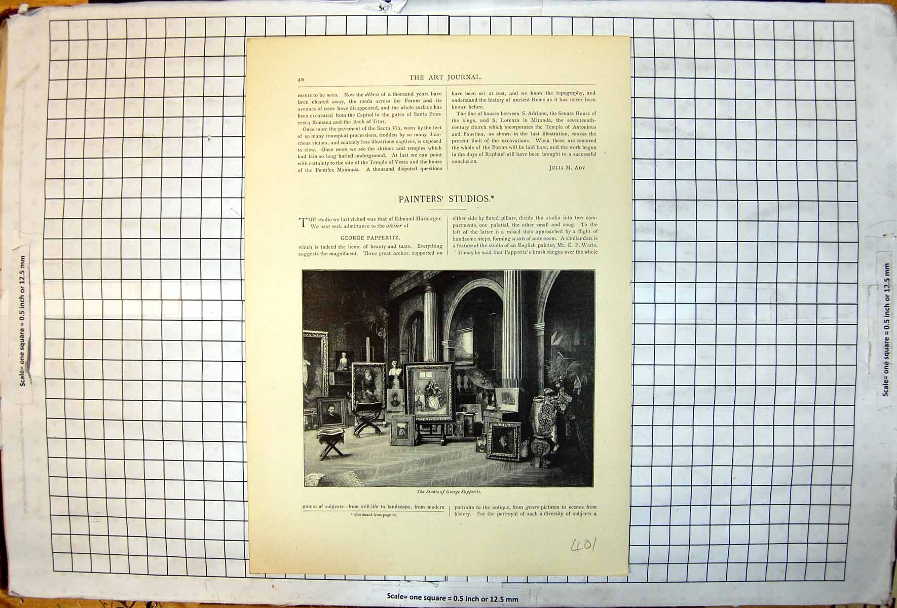 Antique Print Painter'S Studios George Papperitz Arches Fluted Pillars 1896