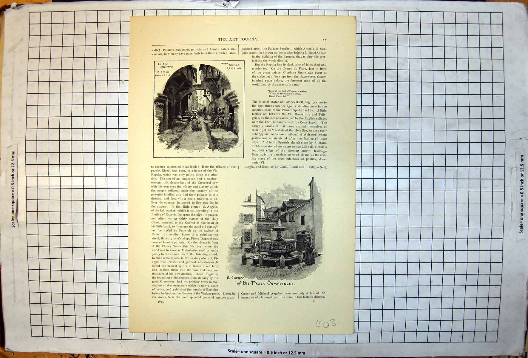 Old Ghetto Della Pischeria Roman Remains Piazza Campitelli Fountain 1896 19th