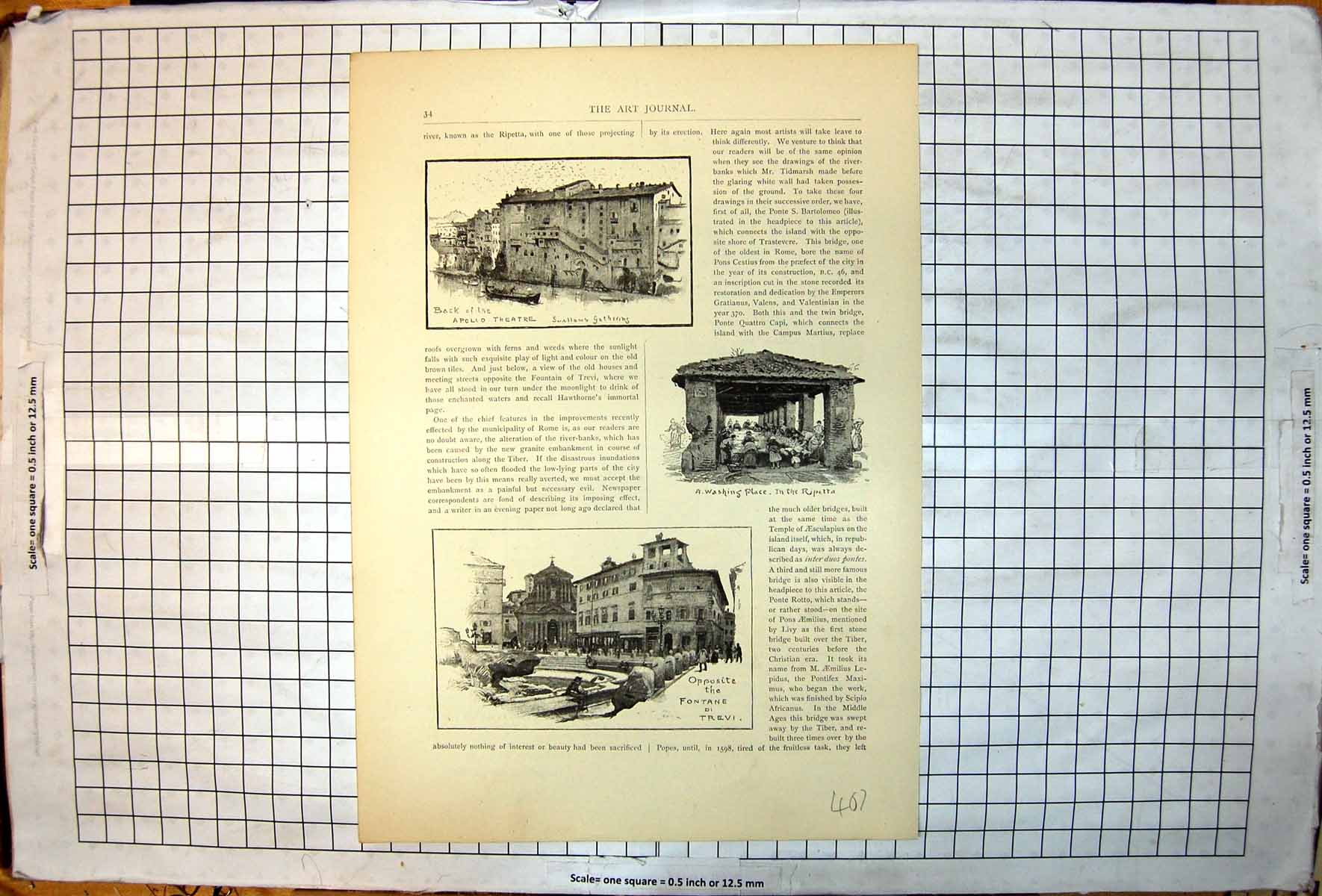 Old Print Swallows Gathering Apollo Theatre Wash House Fontane Trevi 1896 19th