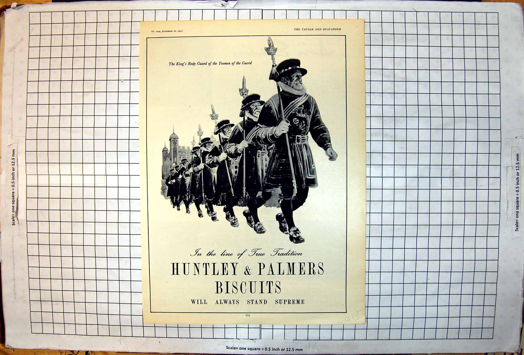 Antique Old Print Advertisement Huntly & Palmers Biscuits Yeoman Guard 1941