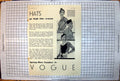 Old Print Hats Vogue Criss-Cross Quills Fez Style Agnes Reboux Toque 1933 20th
