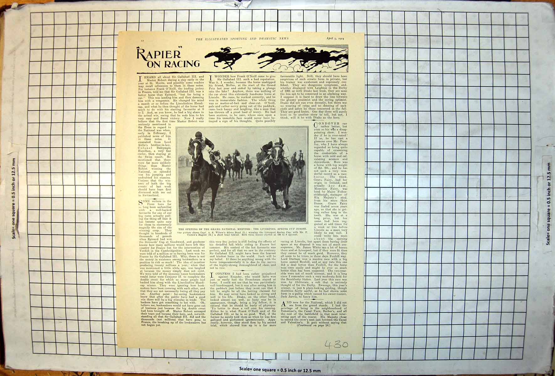 Old Print Opening Grand National Meeting Liverpool Spring Cup Finish 1924 20th