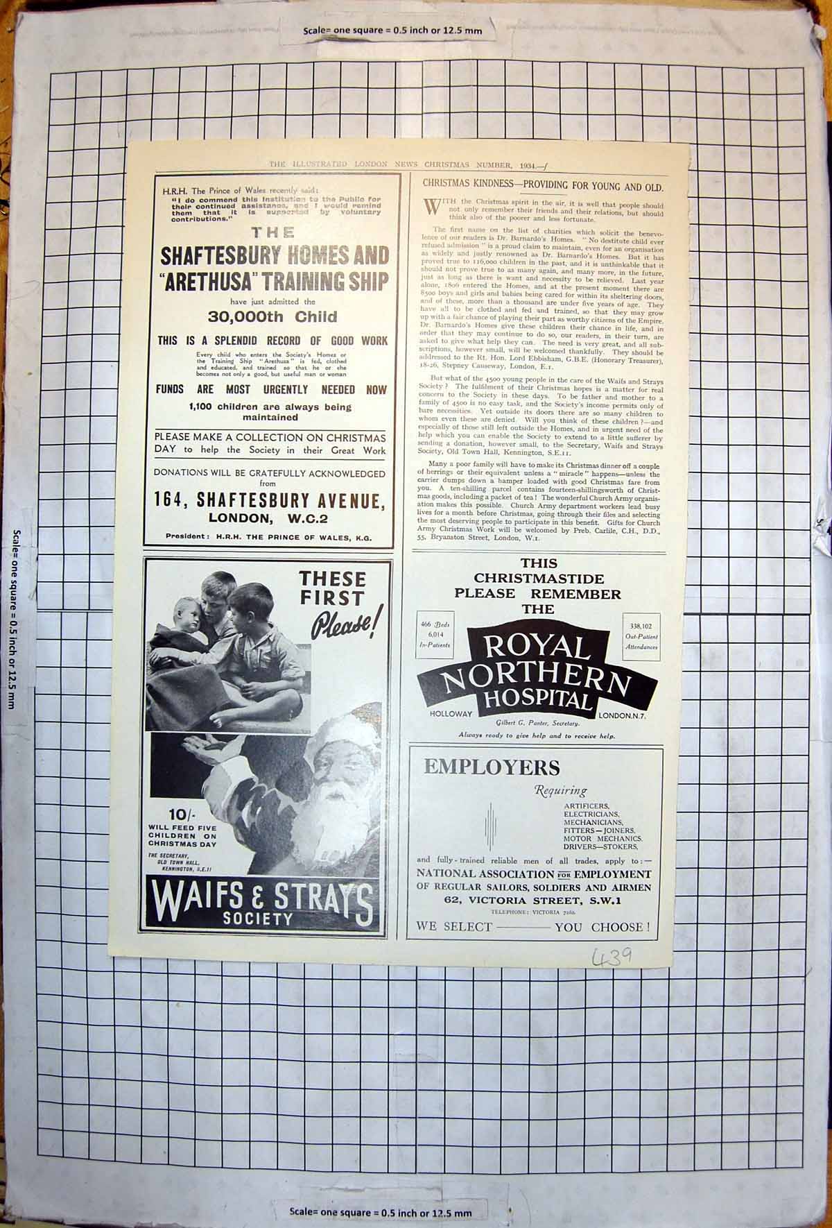 Antique Print Adverts Support Waifs Strays Shaftesbury Homes Hospitals 1934