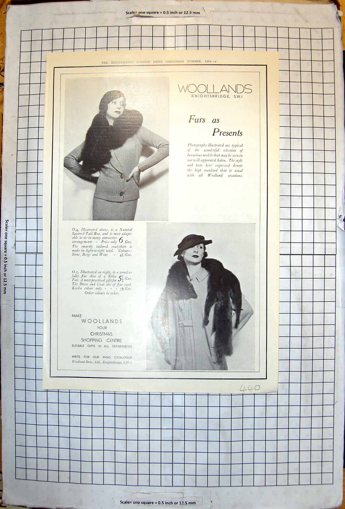 Antique Print Woollands Knightsbridge Furs Presents Squirrel Sitka Fox 1934