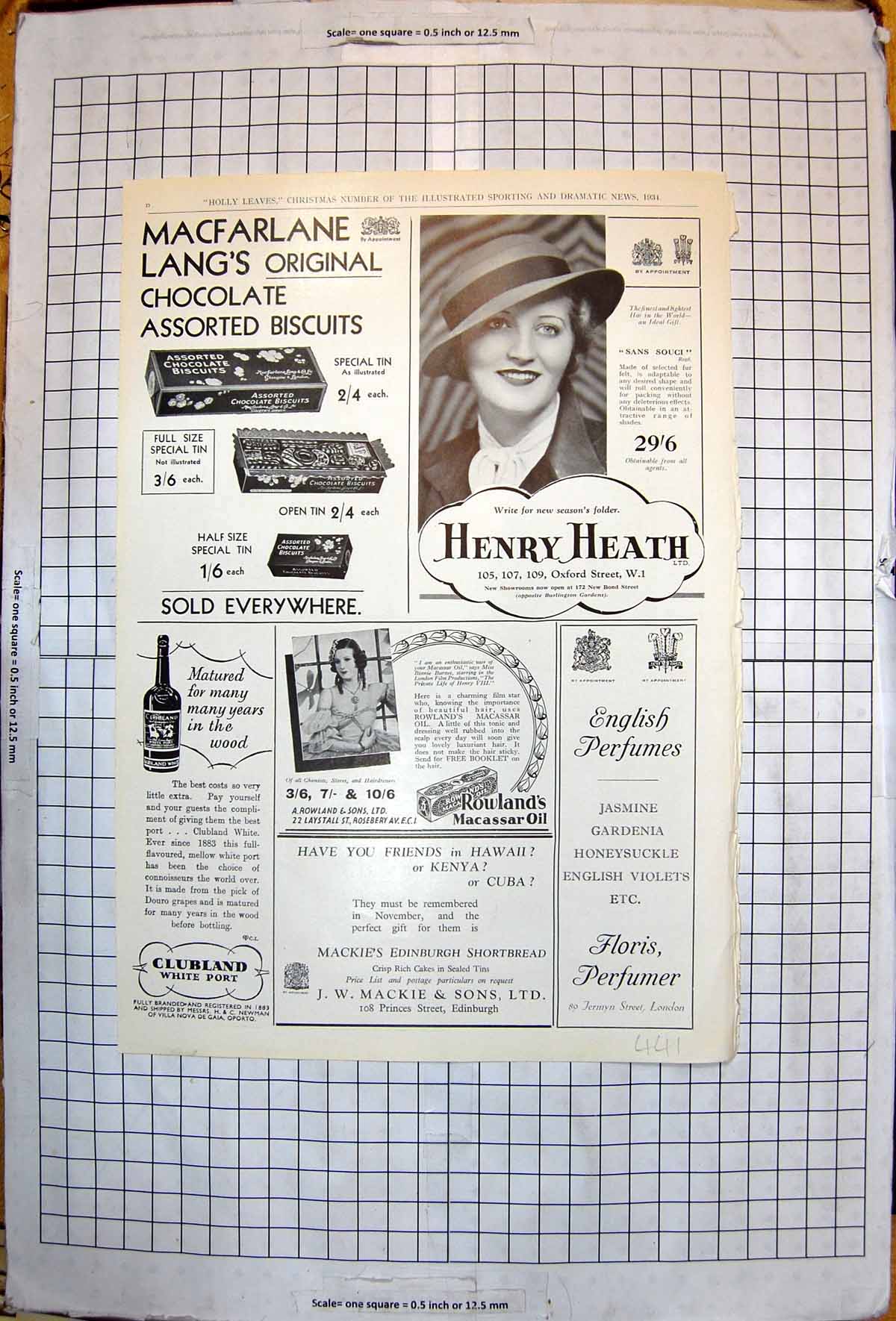 Old Print Adverts Macfarlane Lang'S Biscuits Heath Hat Clubland Port 1934 20th