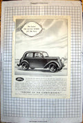 Antique Print Latest De Luxe Ford Advertisement Drawing Car Passengers 1935
