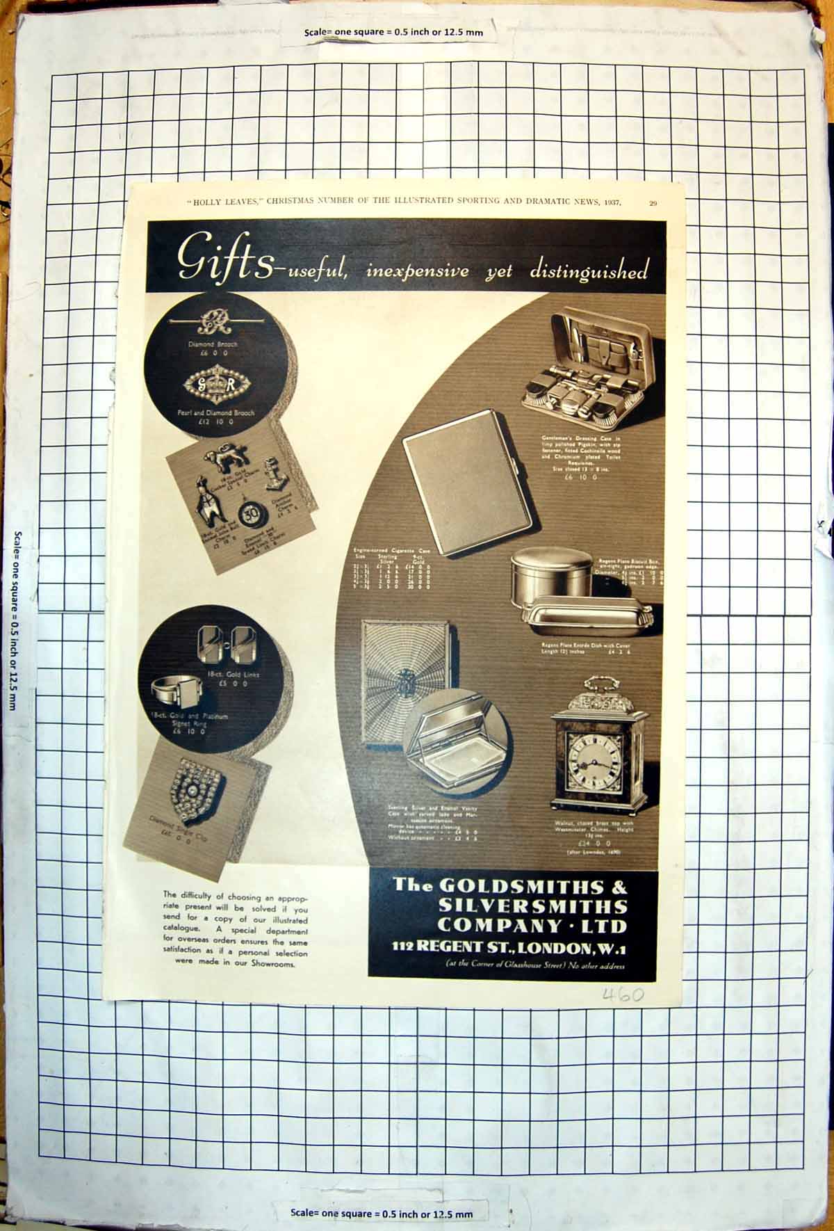 Old Print Gsmiths Silversmiths Company Advert Cigarette Cases Rings 1937 20th