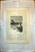 Old Raft At Sea Shipwrecked Men Aboard Ship Distance Boat Rescue 1891 Victorian