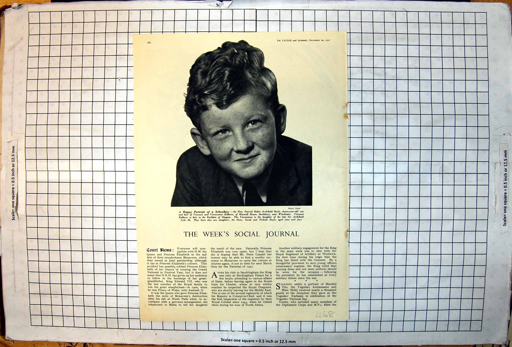 Old Print Happy Portrait Schoolboy Hon Patrick Robin Archibald Boyle 1950 20th