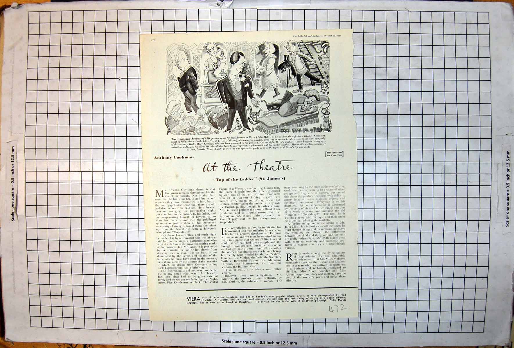 Old Tom Titt Caricature Everyman Play John Mills Rachel Kempson 1950 20th