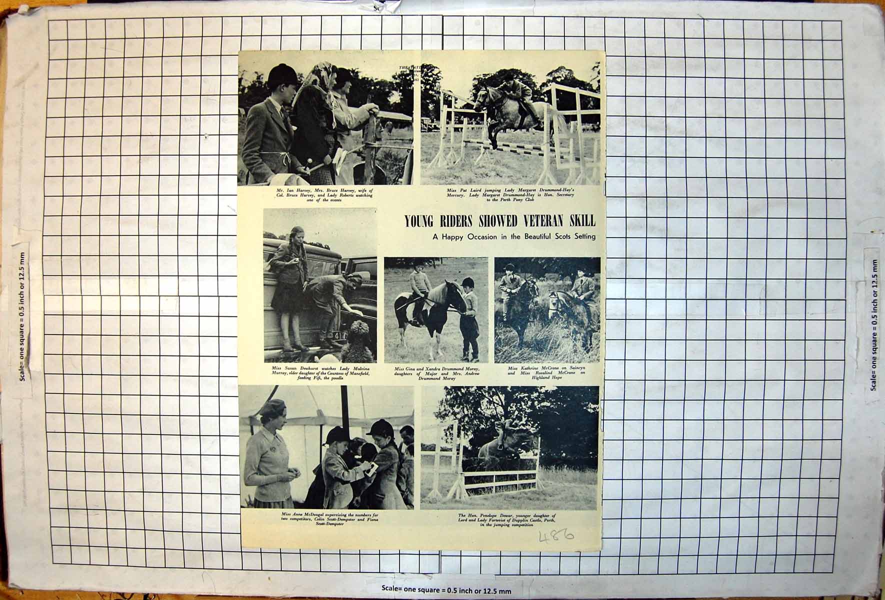 Antique Old Print Young Riders Jumpers Horse Meeting Perth Scotland Tatler