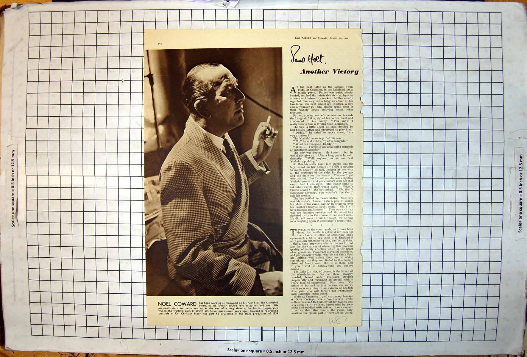 Antique Print Noel Coward Pinewood New Film Astonished Heart Portrait 1949 20th