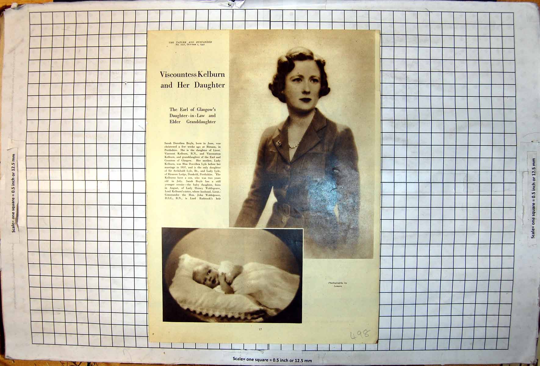 Old Vintage Print Viscountess Kelburn Daughter Photographed Lenare 1941 20th