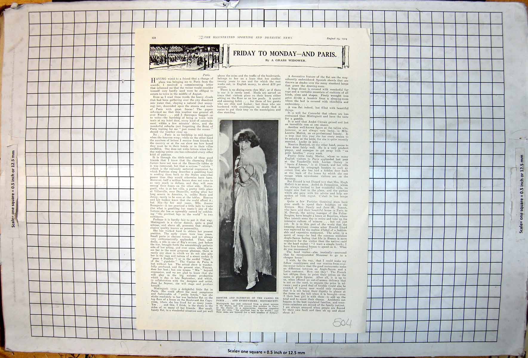 Antique Print Mistunguett Portrait Full Length Prettiest Legs In World 1924