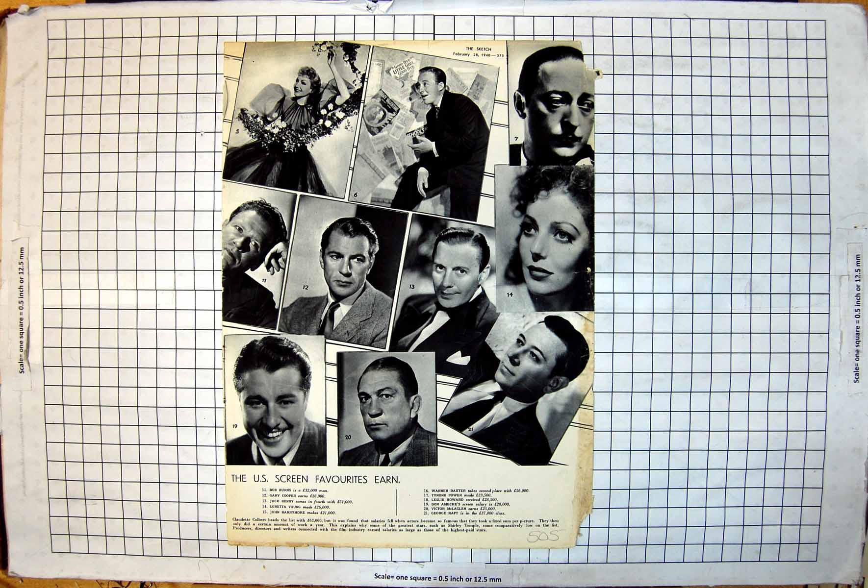 Antique Print US Screen Favourites Portraits G Cooper J Benny L Young 1940 20th