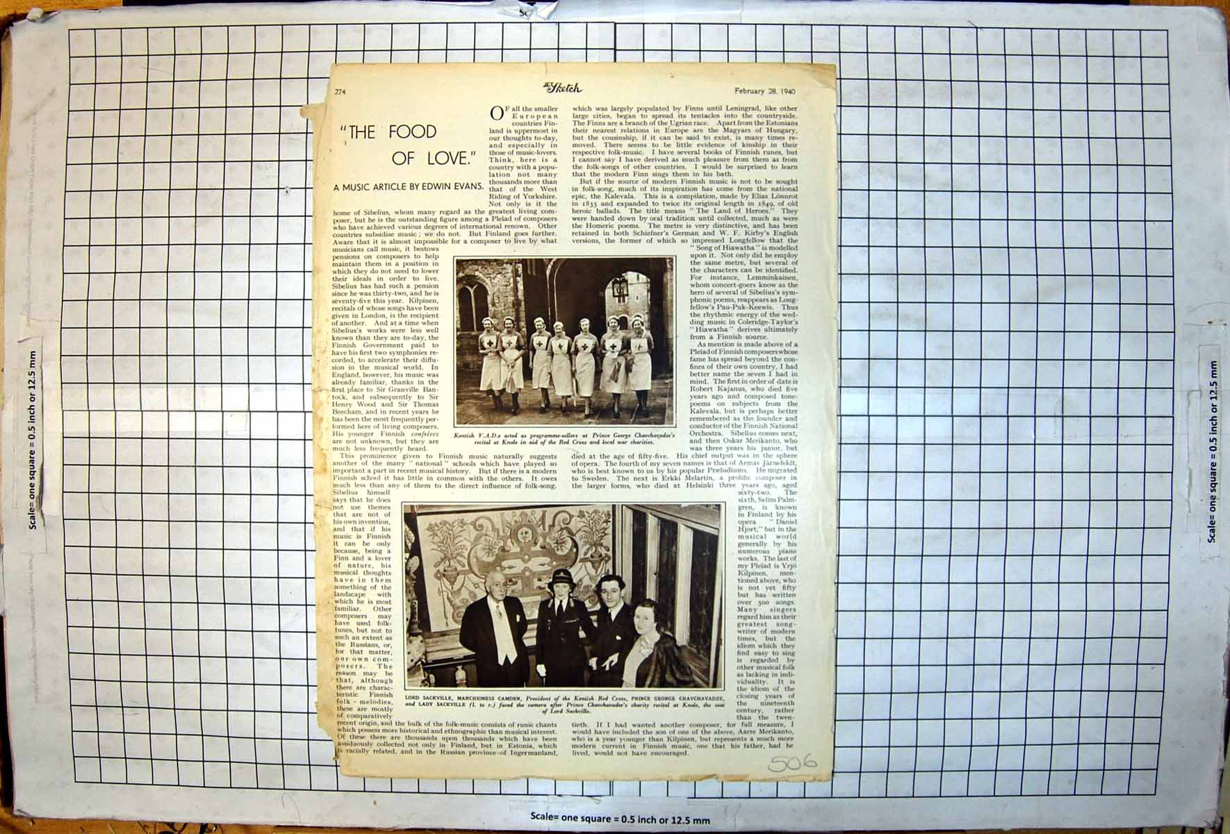 Antique Old Print Kentish VADS Charity Fundraising Lord Lady Sackville 1940