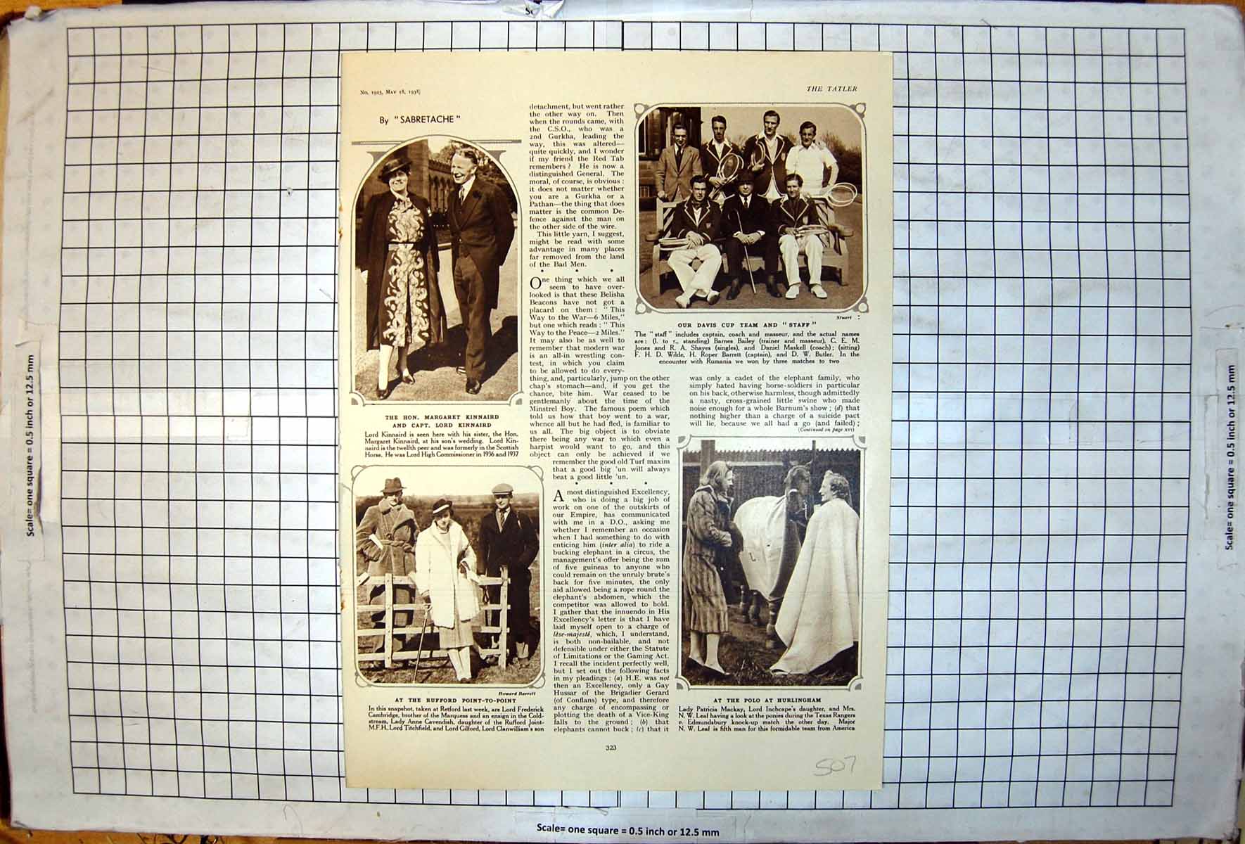 Antique Print Davis Cup Team Lord Kinnaird Rufford Point-To-Point Polo 1938
