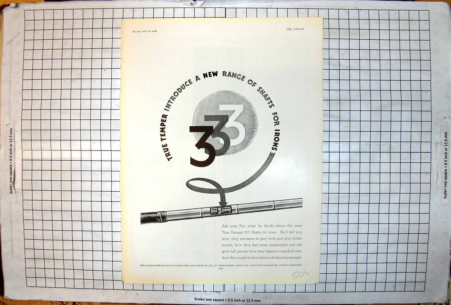Antique Old Print True Temper 333 Shafts For Irons Golf Advertisement 1938