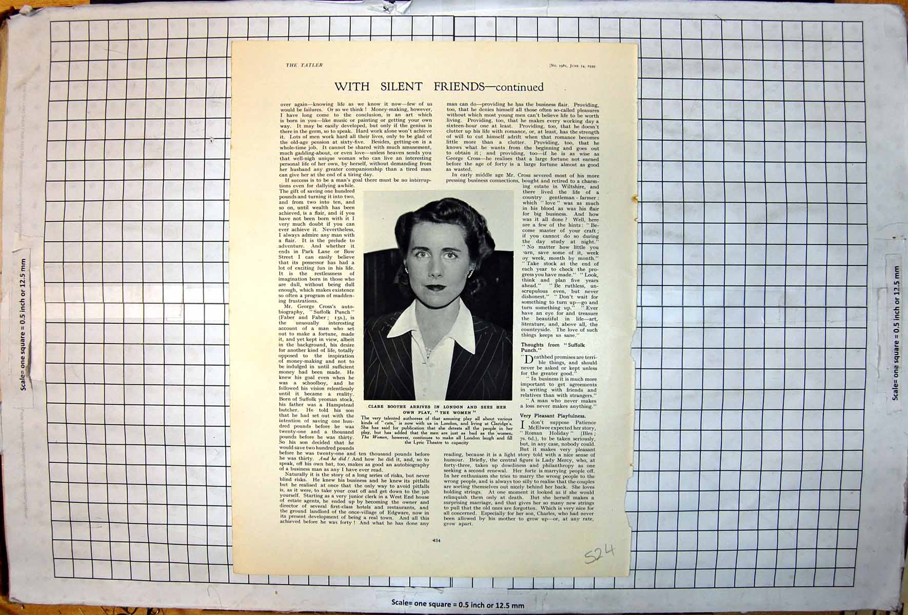 Antique Old Print Clare Boothe Arrives London Sees Own Play The Women 1939 20th