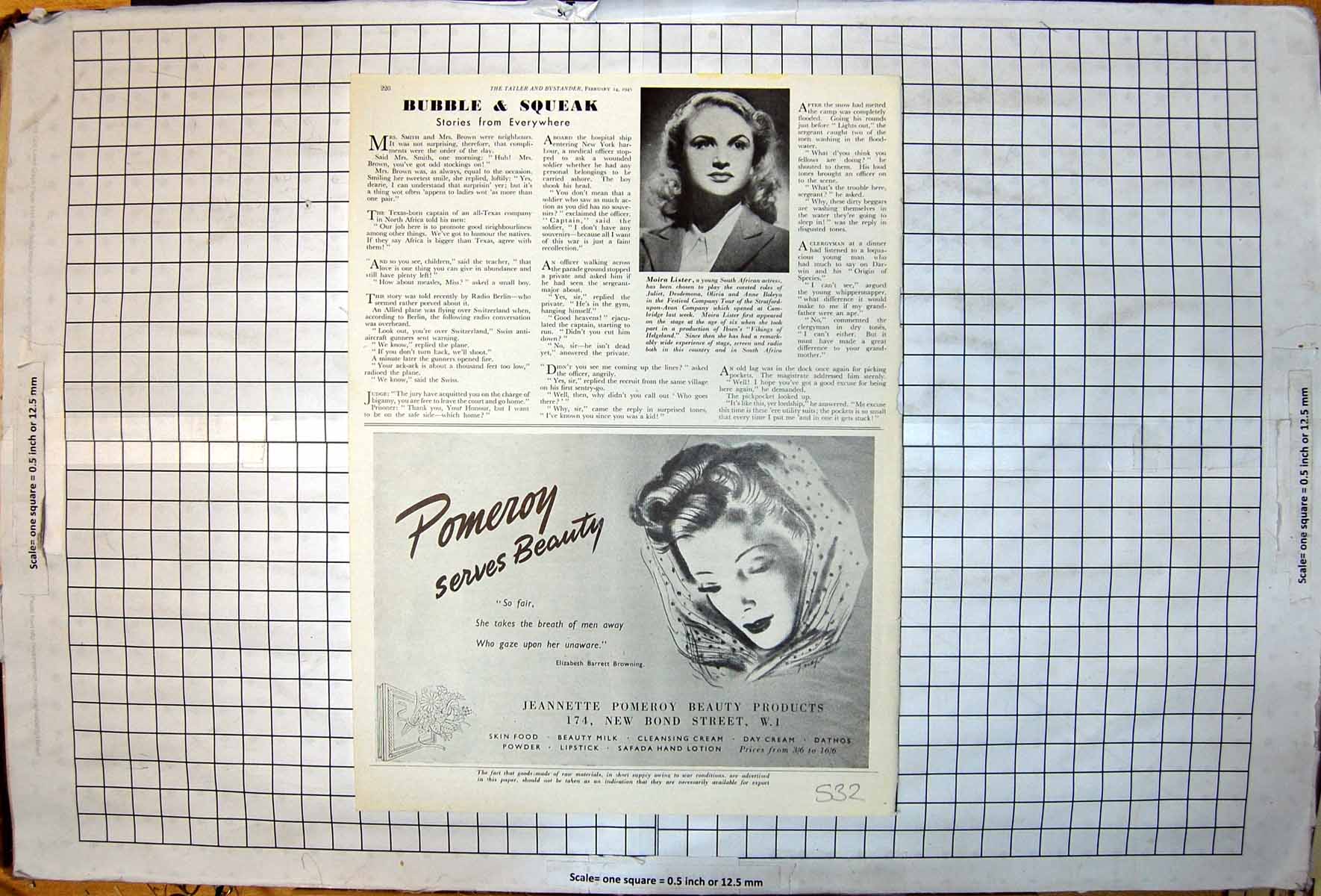 Antique Print Moira Lister South African Actress Advert Pomeroy Beauty 1945