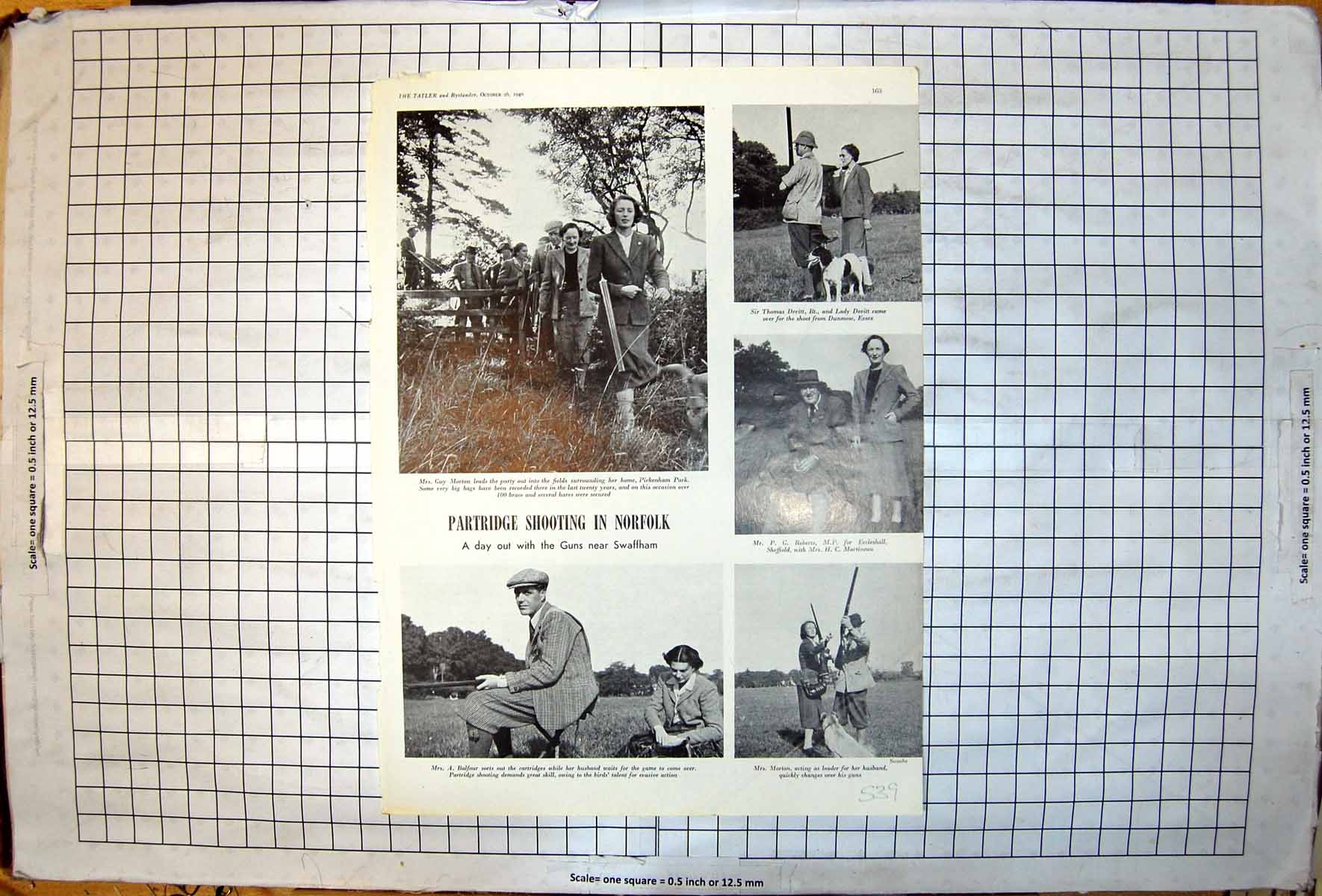 Antique Print Partridge Shooting Norfolk Guns Near Swaffham 100 Brace 1940