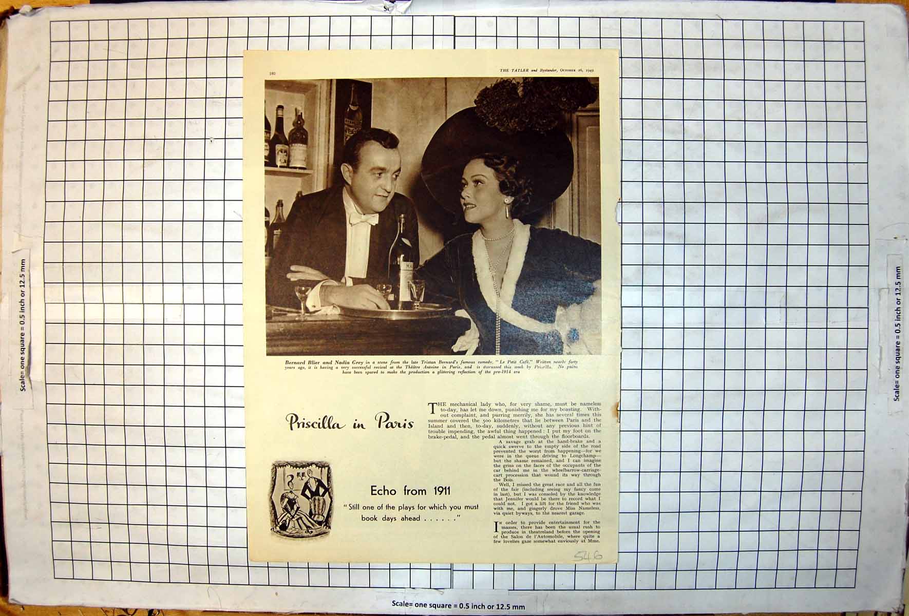 Old Bernard Blier Nadia Grey Scene Tristan Bernard'S Le Petit Cafe 1949 20th