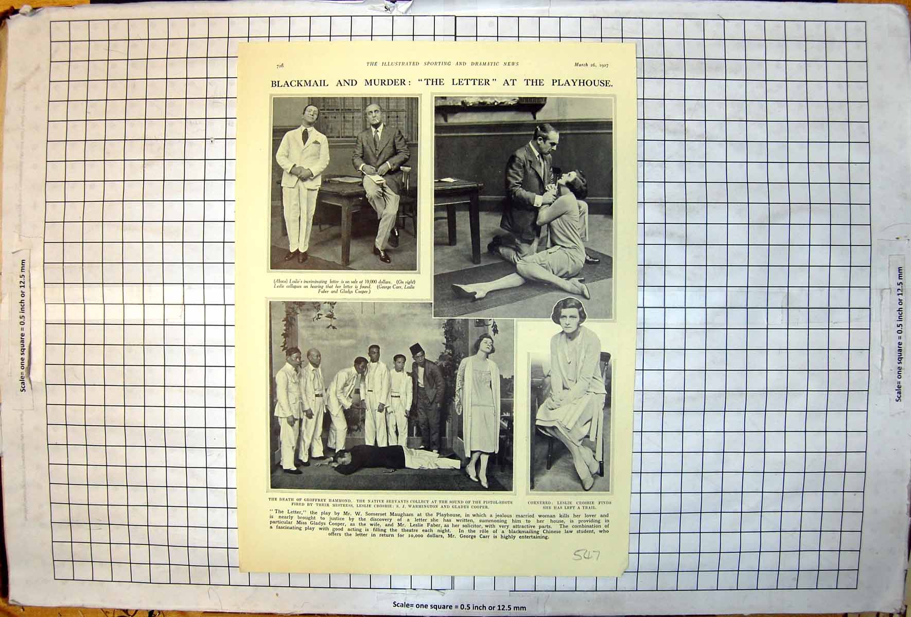 Old Print Blackmail Murder Scenes The Letter Playhouse Gladys Cooper 1927 20th