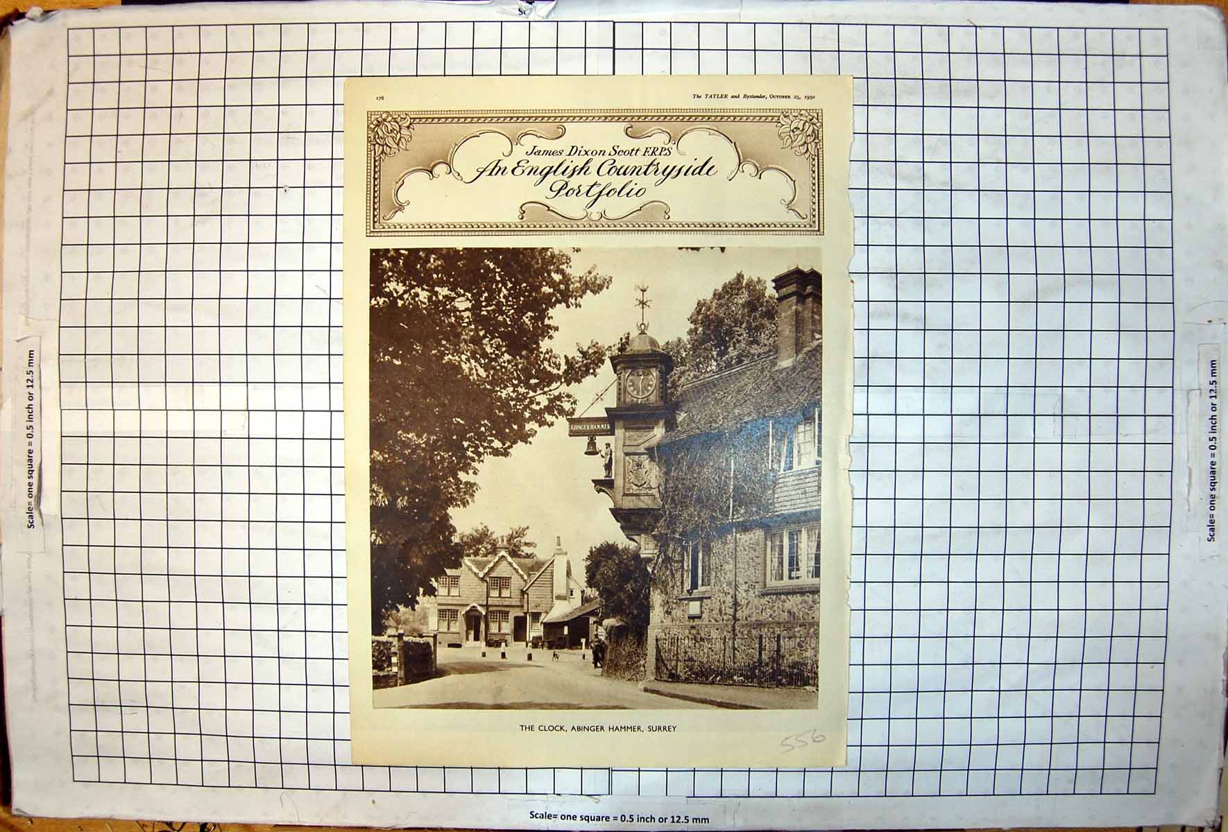 Old Clock Abinger Hammer Surrey Buildings Ivy James Dixon Scott 1950 20th