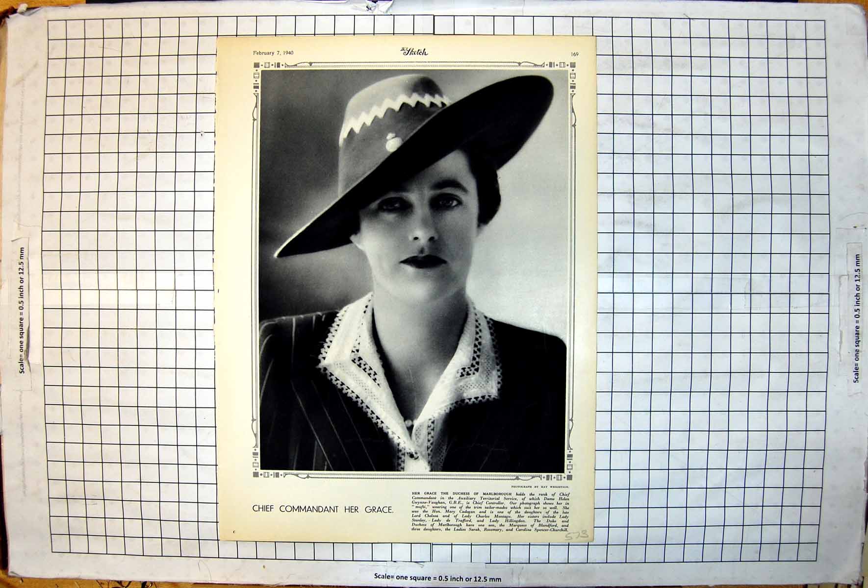 Old Vintage Print Chief Commandant Her Grace Duchess Marlborough ATS 1940 20th