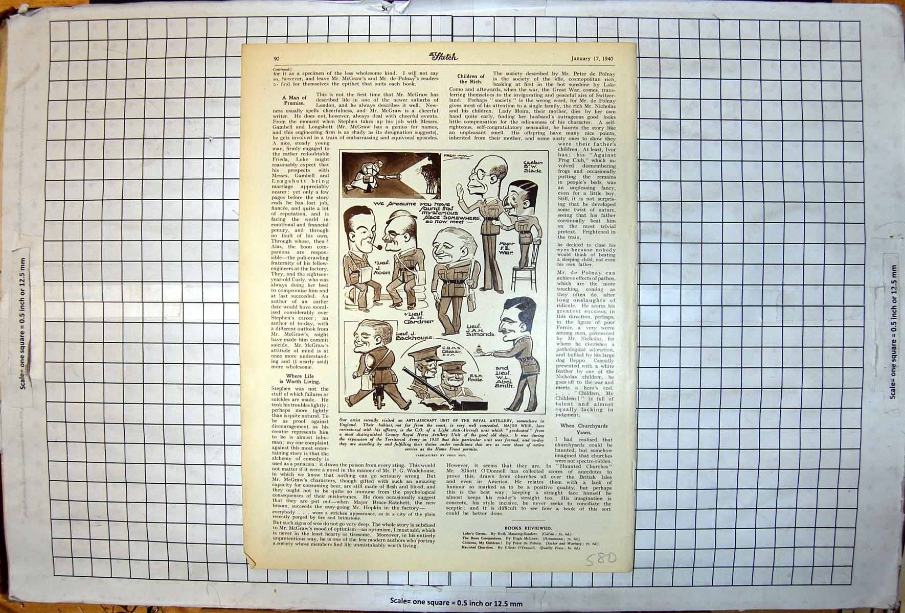 Old Fred May Drawing Caricatures Anti-Aircraft Unit Royal Artillery 1940 20th