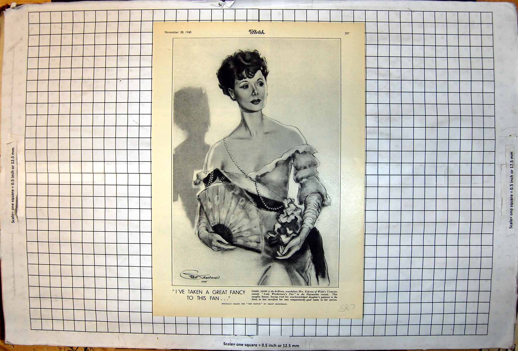 Old Isabel Jeans Sketch Portrait Mrs Erlynne Lady Windermere'S Fan 1945 20th