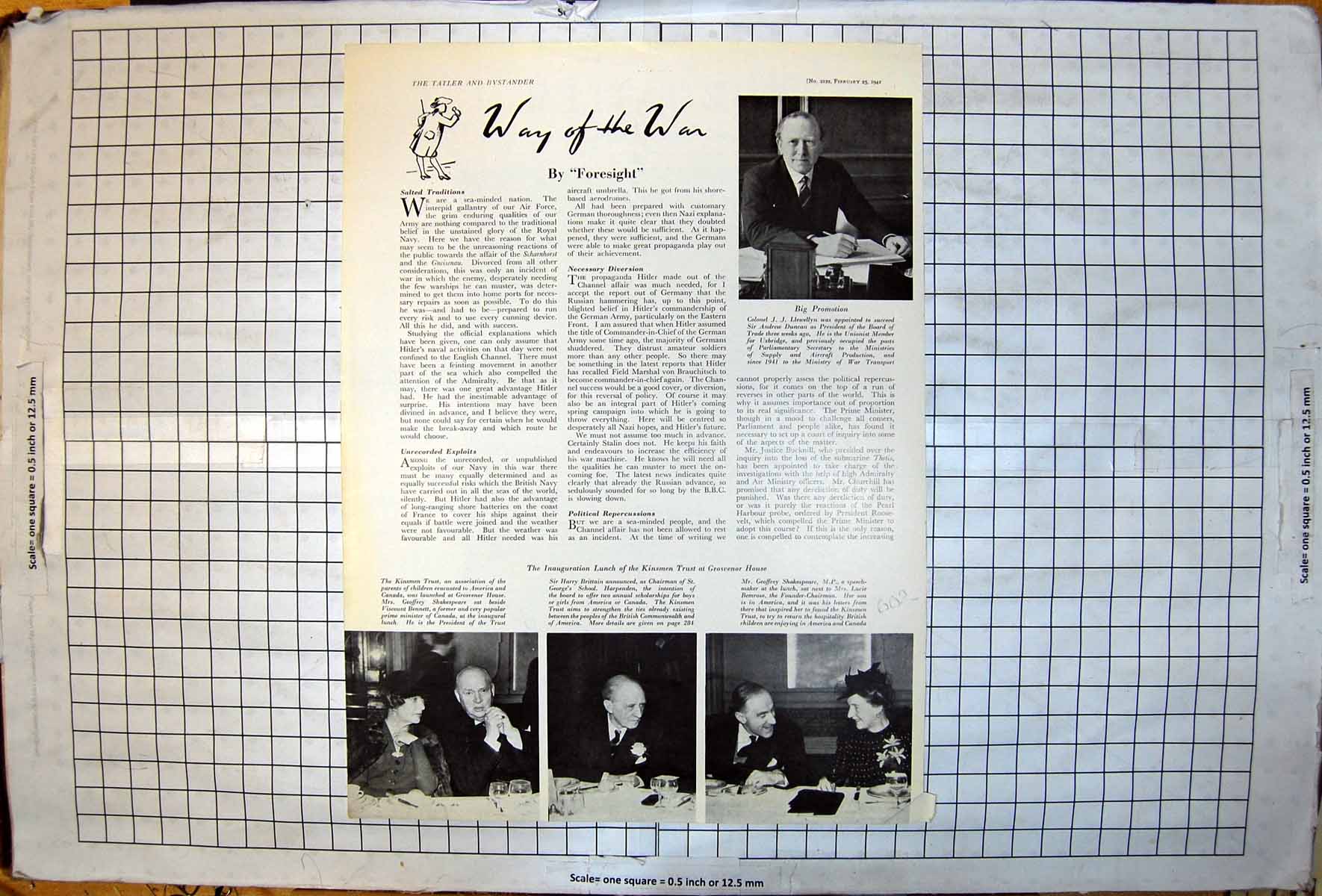 Old Print Inauguration Lunch Kinsmen Trust Grosvenor House Evacuees 1942 20th
