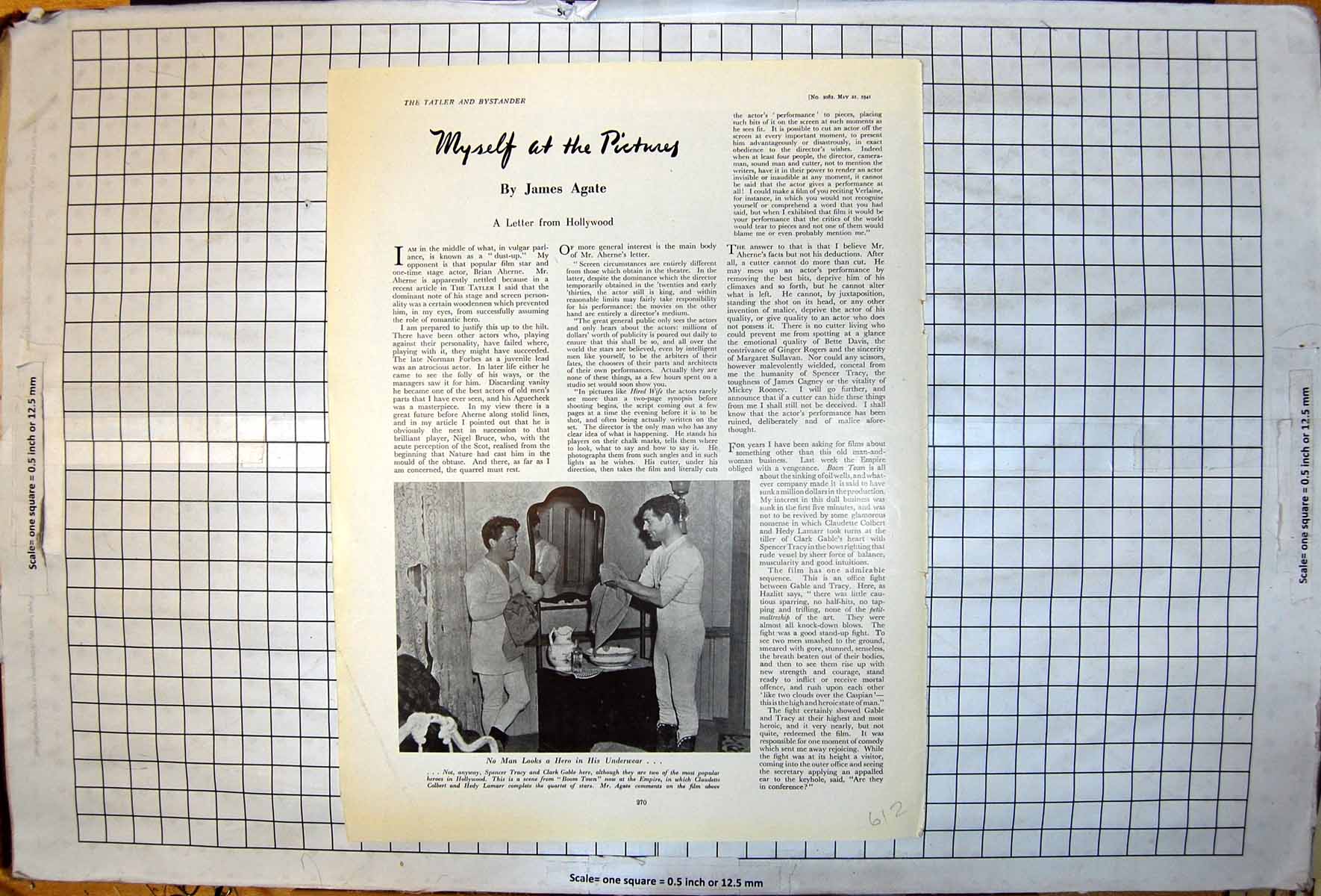 Antique Old Print Man Hero Underwear Clark Gable Spencer Tracy Boom Town 1941