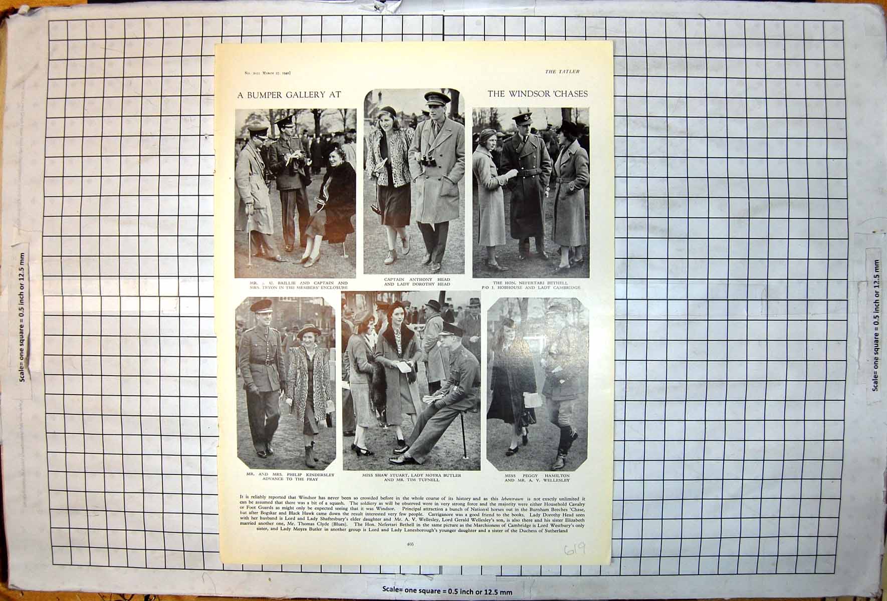 Antique Print Gallery Windor Chases Members Enclosure Cptn A Head Lady 1940