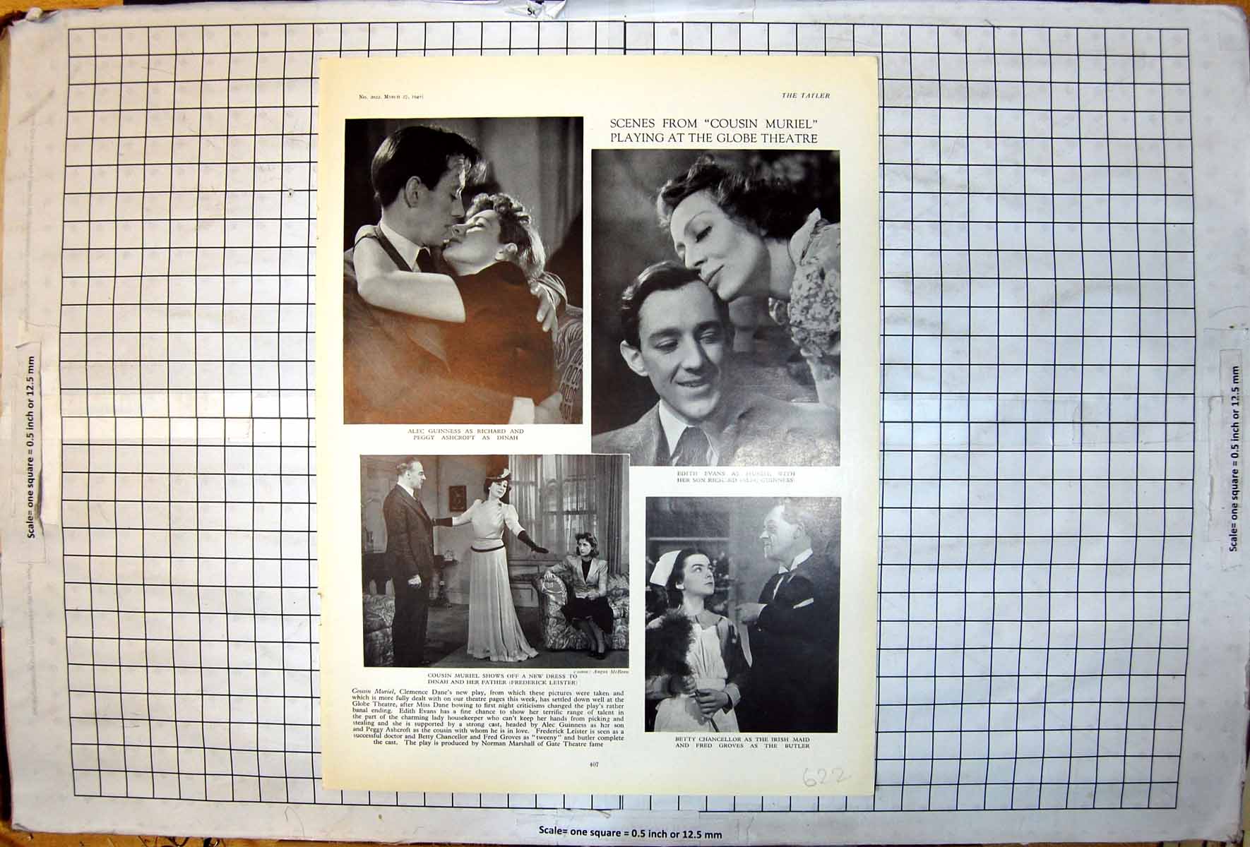 Antique Print Cousin Muriel Globe Theatre Alec Gunness Peggy Ashcroft 1940 20th