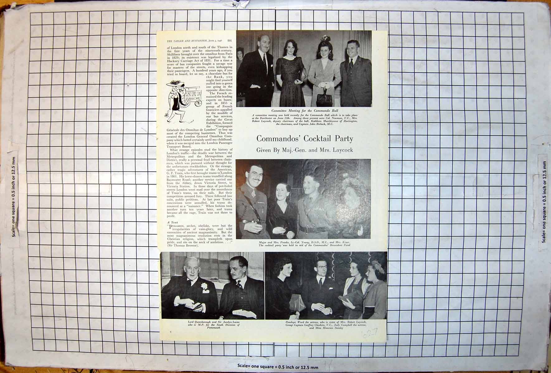 Antique Old Print Commando'S Cocktail Party Major General Mrs Laycock 1946 20th